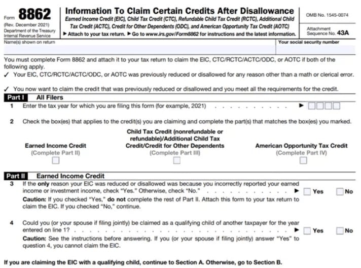 Form 8862 TurboTax How To Claim The EITC [The Complete Guide]